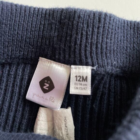 Grain De Ble Blue Ribbed Cuffed Pants - 12 Months - Picture 3 of 3